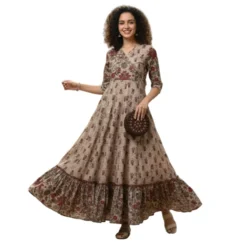 Mannat Fashion Printed Rayon Anarkali Gown