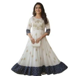 Superior White Anarkali Kurti for Girls