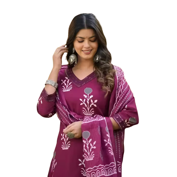 Women Printed A line Kurta Set With dupatta-2