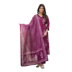 Women Printed A line Kurta Set With dupatta