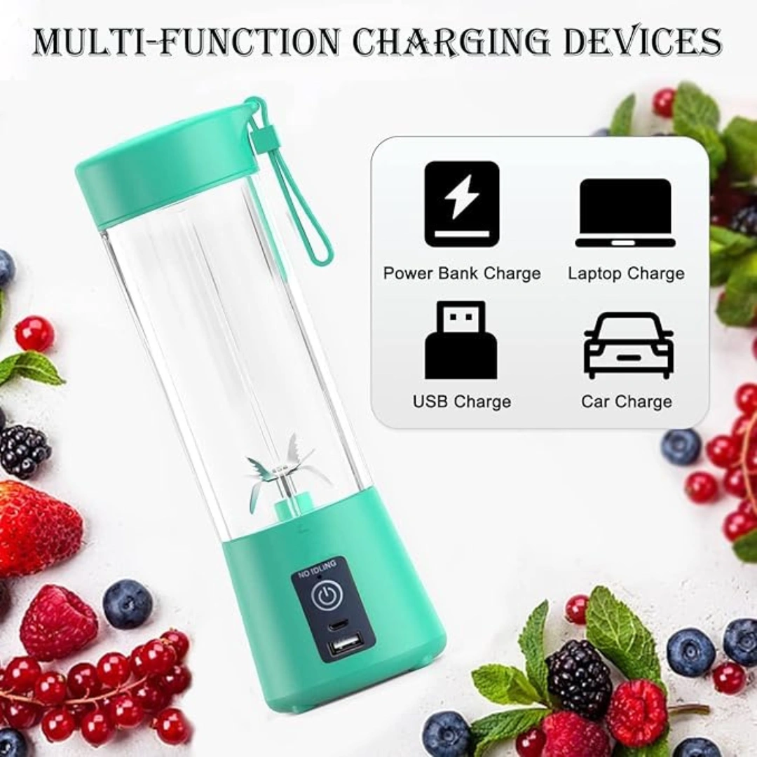 MahaKart Portable USB Rechargeable Blender | 6 Blade Juicer Blender with Built-in 380ml Jar | Smoothie Maker for Shakes, Juices and Protein Drinks | Lightweight Cordless Mixer Bottle (Multicolor) - Image 7