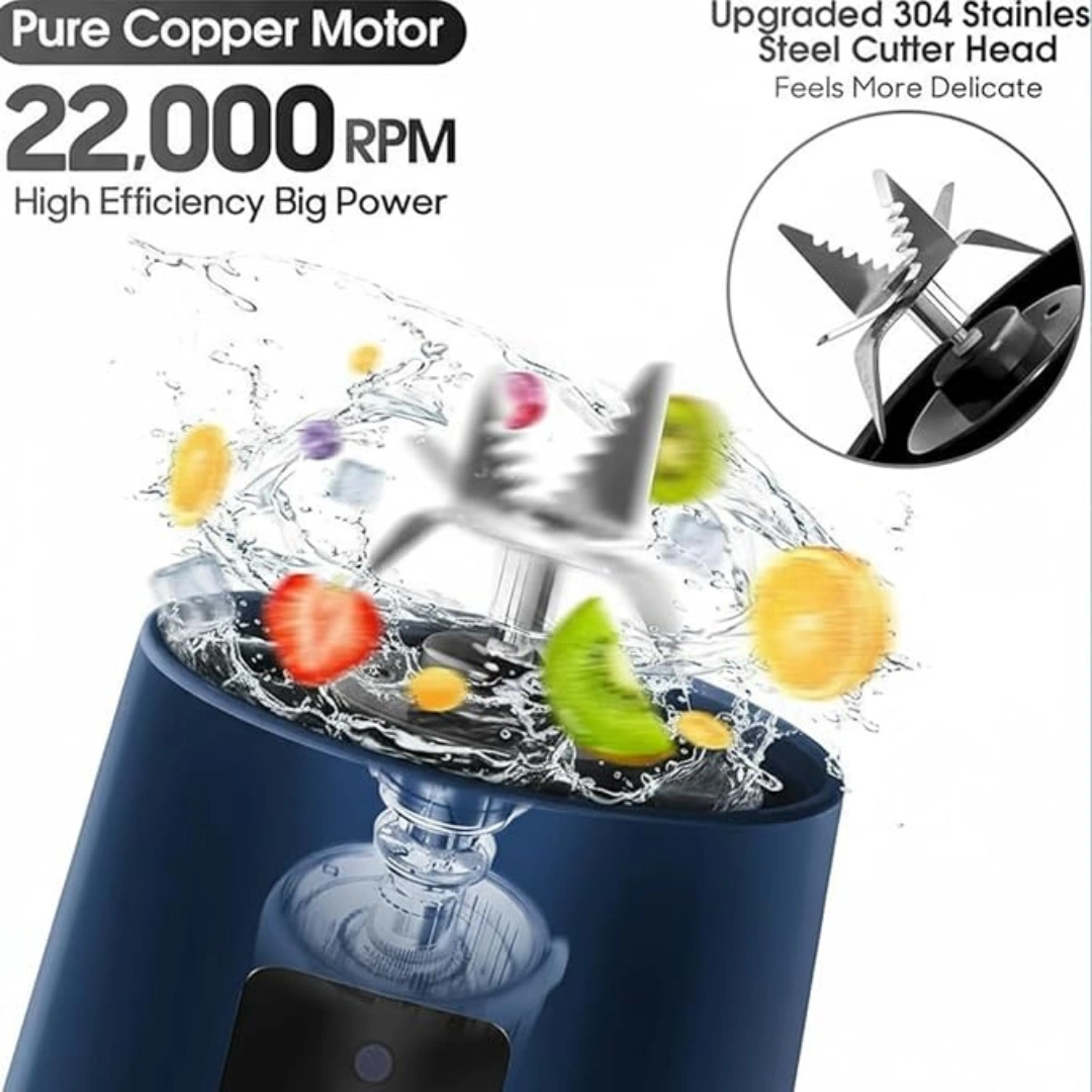 MahaKart Portable USB Rechargeable Blender | 6 Blade Juicer Blender with Built-in 380ml Jar | Smoothie Maker for Shakes, Juices and Protein Drinks | Lightweight Cordless Mixer Bottle (Multicolor) - Image 6