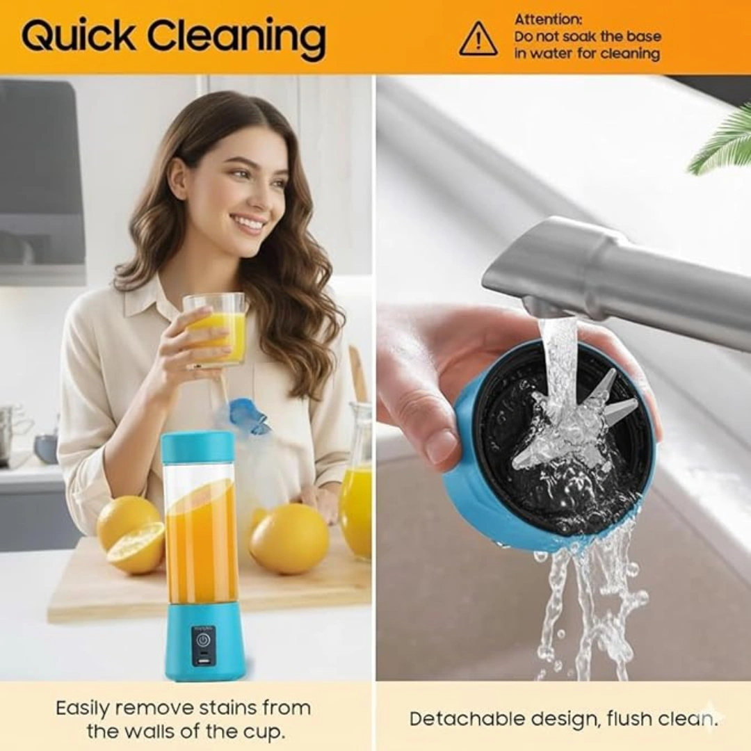 MahaKart Portable USB Rechargeable Blender | 6 Blade Juicer Blender with Built-in 380ml Jar | Smoothie Maker for Shakes, Juices and Protein Drinks | Lightweight Cordless Mixer Bottle (Multicolor) - Image 5