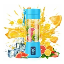 Meenamart.com Portable Electric USB Juice Maker Stainless BLED Blender Grinder Mixer, Egg Multifunctional Knife Rechargeable Bottle with 6 Sets Blades Pan. (Blue)